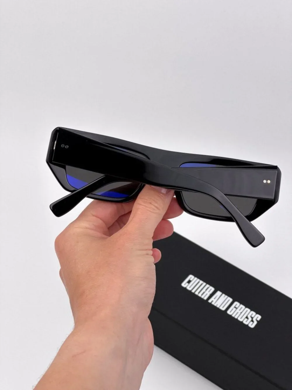 Cutler and Gross CGSN1367 003 Sunglasses – Red on Black Rectangle Acetate Frame